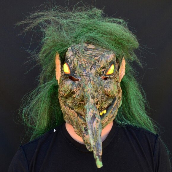 NEW~Creepy Scary Halloween Witch/Evil Warlock Latex Costume Mask - Picture 2 of 3